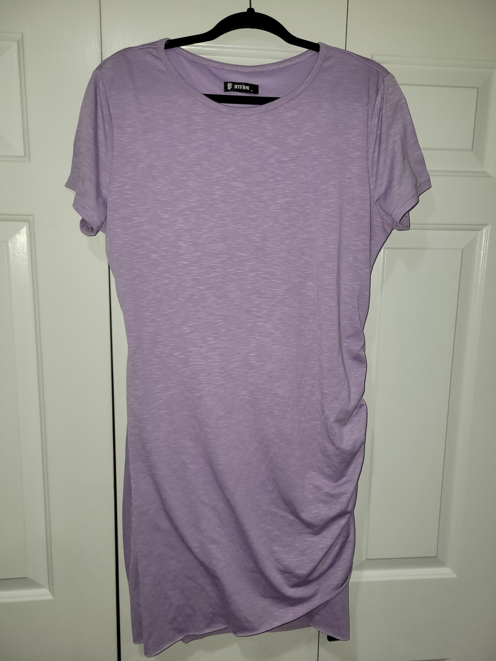 Heather Lavender Short Sleeve Ruched Bodycon Tulip Hem Dress - Like New! - XL